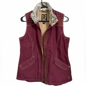 Noble Outfitters Women's Maroon Riding Vest with Faux Fur Trim